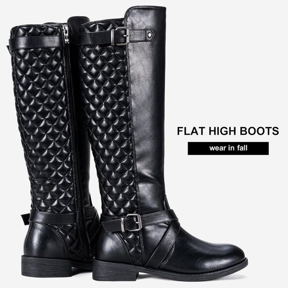 Women's Black Jeossy Women's 950 Knee High Riding Boots with Zipper Wide Calf - Picture 7 of 8